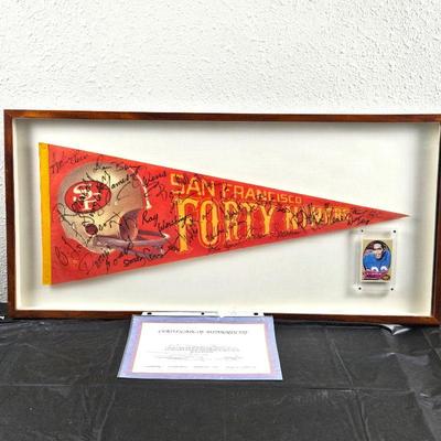  Autographed Football Pennant San Francisco 49ers Including OJ Simpson - Including his Rookie Card w/ Buffalo Bills