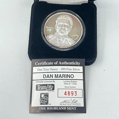 Dan Marino sterling silver coin 