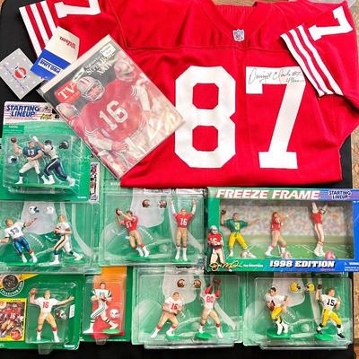  49ers Dwight Clark Jersey #87 Plus 1990's Football Starting Lineup Figures- New in Package