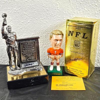 John Elway Pewter Limited Edition Statue by Michael Ricker 12" Tall - NFL Porcelain Bobblehead of Elway