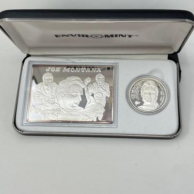 Joe Montana sterling silver coin and bar