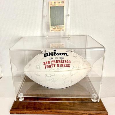 San Fransisco 49'ers Super Bowl Football Signed by the team & 1995 Super Bowl Ticket- XXIX