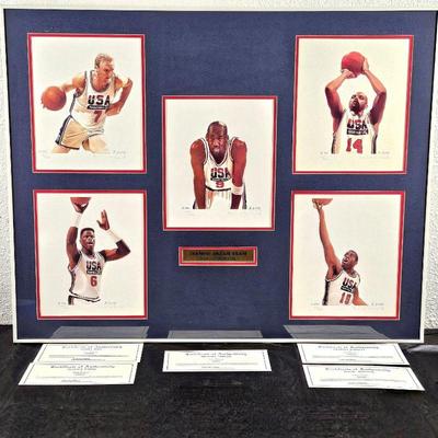  Basketball Dream Team 1992 Series of Five Lithographs by Daniel M. Smith LE 144/500 - Jordan, Barkley, Johnson, Ewing