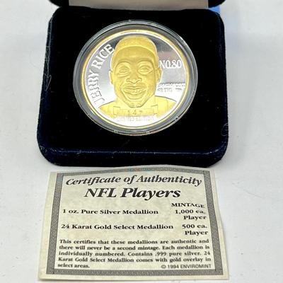 Jerry Rice sterling silver coin 