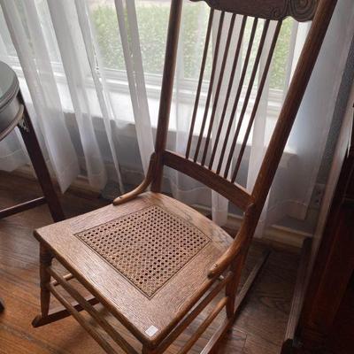 Antique Oak Rocker with cain seats