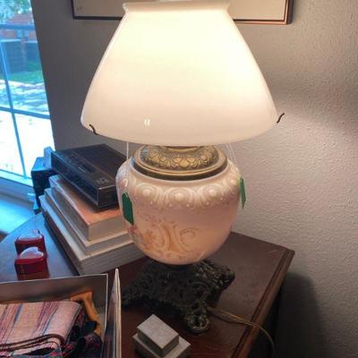 Antique Table Lamp made from a silver plate coffee pot