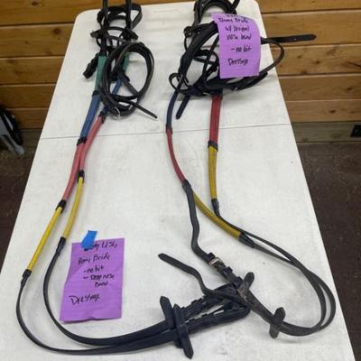 HKM and USG Pony Bridles- Drop nose Band, No Bit- Dressage With Reins