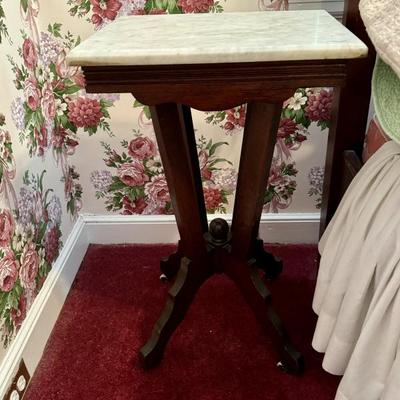 $145-marble side table with casters, 80