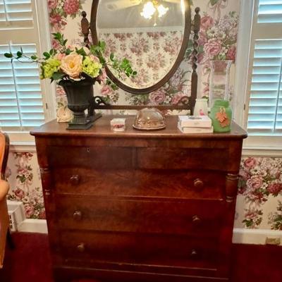$249- dresser with 5 drawers, 39" H 43"L 21"depth **$75 oval beveled mirror sold separately, not attached to dresser...