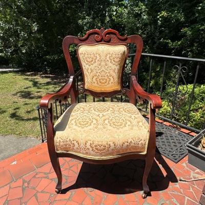 $149- yellow chair with arms 39"H 24"L 23"depth