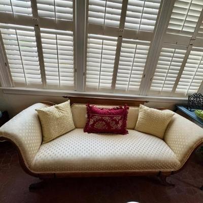 $295- light yellow sofa settee in sunroom 30