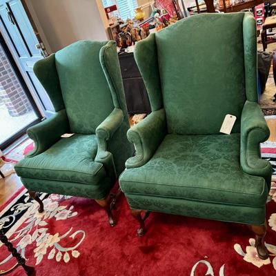$85 each green wing back chairs