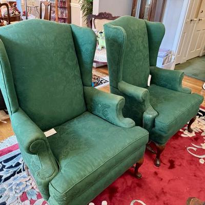 $85 each green wing back chairs