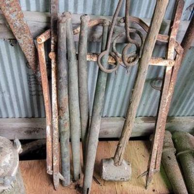 Antique tools and harness pieces
