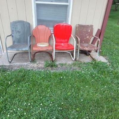 Various metal lawn chairs
