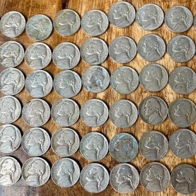 (54) 1940 - 41- 46 -47- 48 - 49 Large  Nickel Coins 