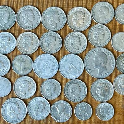 Foreign Coins - El Salvador 10 Centavos - Switzerland 10 - 20 Rappen Coins - Panama - Germany - 1940 - 70