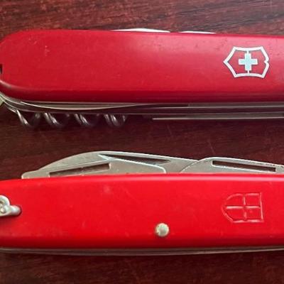 (2) Pocket Knives - Victorinox Swiss Officier With Colonial Advertising - Potter Grain Co
