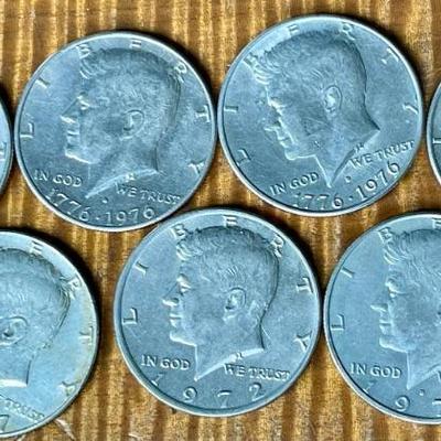 6 Kennedy Half Dollar Coins - (4) 1776 - 1976 - (1) 1967 - 40 Percent Silver - 1972 & 1974 
