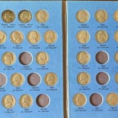 Jefferson Nickel Book W Coins - Starting In 1938 - 75 Percent Full