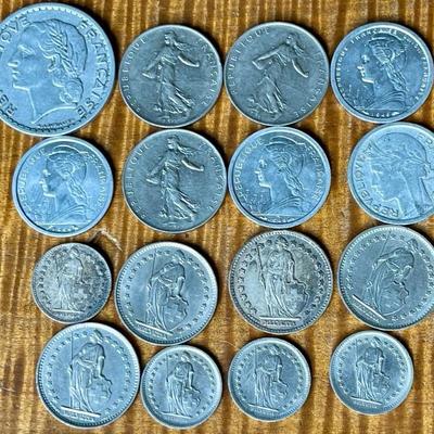 France Coins - Republique Francaise 1947 Aluminum Coins And Switzerland Helvetia Franc Coins 1940 - 1970