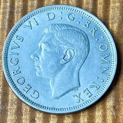 1948 Great Britain Half Crown Silver Coin 
