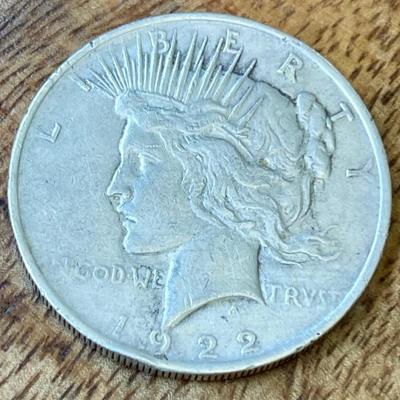 1922 Silver Liberty Peace Dollar Coin - 90 Percent Silver 