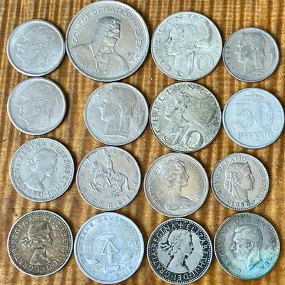 Austria 10 Schilling - Great Britain Coins - Switzerland 5 Francs  - 1 Germany Deutsche Mark - 1939 - 70