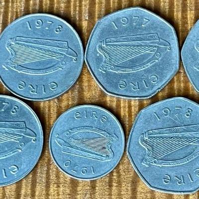 Ireland 1970's Coins - 5  - 10 - 50 Pence Coins 