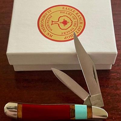 Frost Cutlery Stone Inlay 2-blade Pocket Knife With Gift Shop Box 