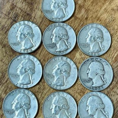 10 Silver Quarter Coins 19