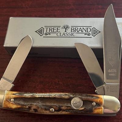 Boker Tree Brand Classic 4474 Stag Handle Trapper Knife With Original Box 
