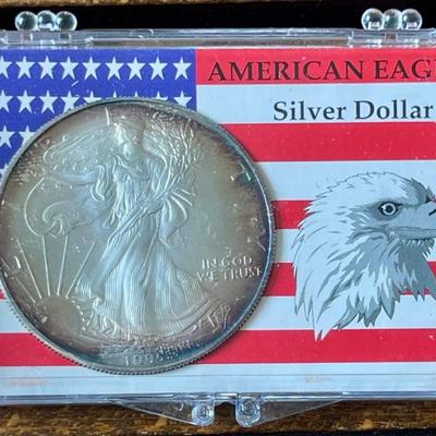 1995 Walking Liberty American Eagle Silver Dollar In Case - 90 Percent Silver 