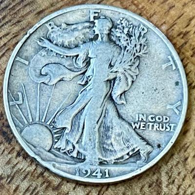 1941 D Silver Liberty Walking Half Dollar Coin - 90 Percent Silver 