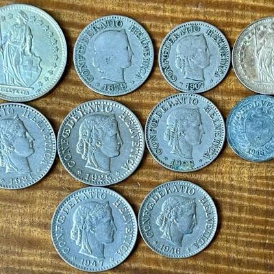 Switzerland Swiss Franc Coins - 1879 - 1945 - Silver Franc - 1/2 - 5 - 10 - 20 