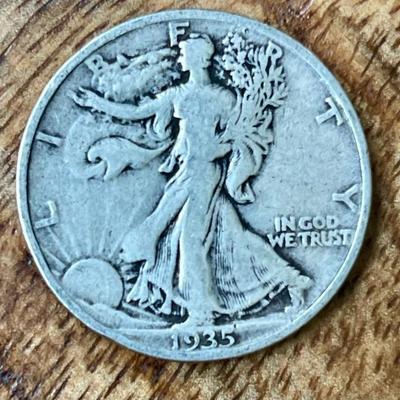 1935 Walking Liberty Silver Half Dollar Coin 