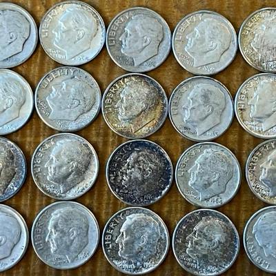 20 Roosevelt Silver Dime Coins - 90 Percent Silver - 1946 - 1064