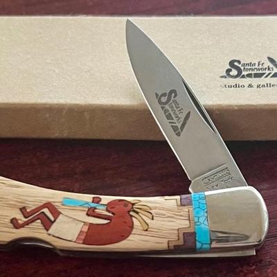 Camillus Santa Fe Stoneworks Inlay Kokopelli Pocket Knife With Box 