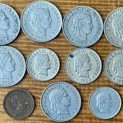 Switzerland 1921 - 1946 Swiss Rappen Coins - 1 - 5 - 10 - 20  