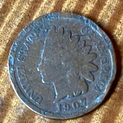 1907 Indian Head Penny Coin 