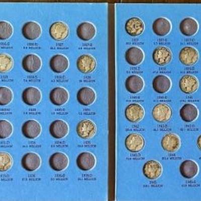 Mercury Head Dime Book W Silver Coins - 1916 - 1945 (25) Coins
