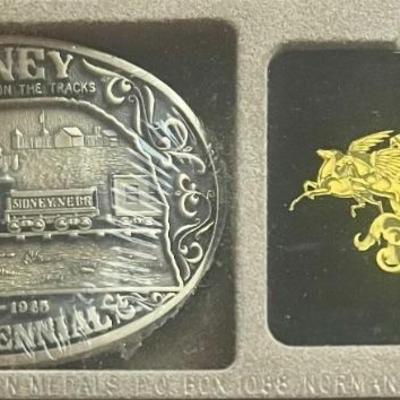 Sidney Nebraska Centennial 1885-1985 Solid Brass Belt Buckle No. 129 Of 750 With Original Box 
