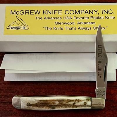 McGrew Knife Company, INC Little Hillbilly Stag Pocket Knife With Original Box 
