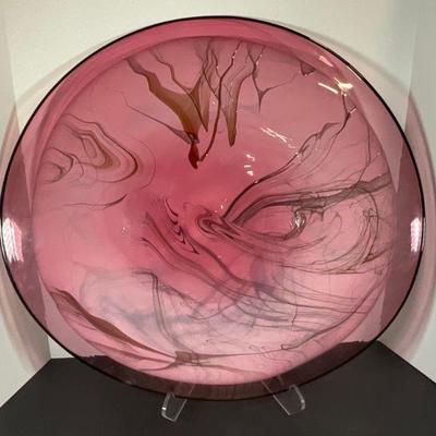 Impressive Dan Bergsma (1951-2018_ Blown Glass Plate - 24 in.
