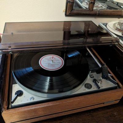 Dual Turntable with rare clamshell dustcover