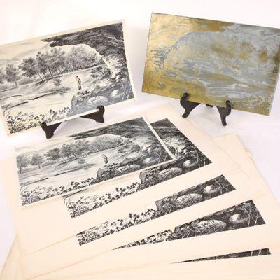 Bernard Martin engraving printers plate and prints