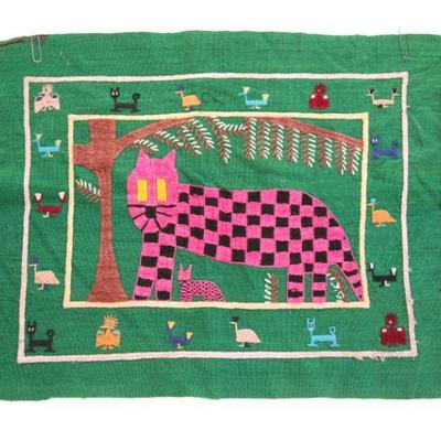 Follk Art Cat Textile