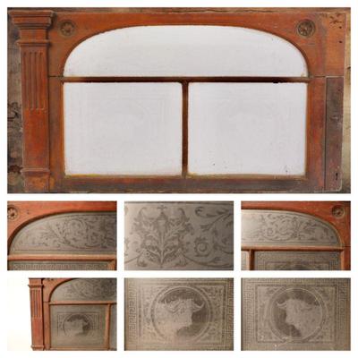 Victorian etched glass window from the Black Bull Bar in England