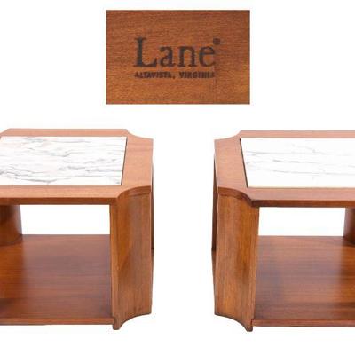 Lane marble top end tables (2)