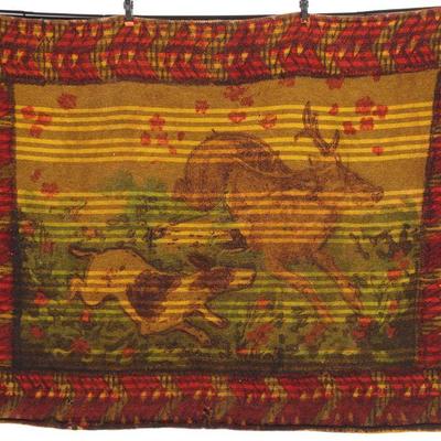 Victorian Carriage Blanket with Hunting scene